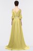 ColsBM Joyce Misted Yellow Mature A-line V-neck Zip up Sweep Train Beaded Bridesmaid Dresses