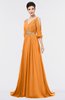 ColsBM Joyce Orange Mature A-line V-neck Zip up Sweep Train Beaded Bridesmaid Dresses