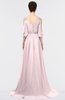 ColsBM Joyce Petal Pink Mature A-line V-neck Zip up Sweep Train Beaded Bridesmaid Dresses