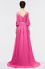 ColsBM Joyce Rose Pink Mature A-line V-neck Zip up Sweep Train Beaded Bridesmaid Dresses