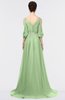 ColsBM Joyce Sage Green Mature A-line V-neck Zip up Sweep Train Beaded Bridesmaid Dresses