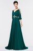 ColsBM Joyce Shaded Spruce Mature A-line V-neck Zip up Sweep Train Beaded Bridesmaid Dresses