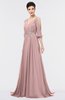 ColsBM Joyce Silver Pink Mature A-line V-neck Zip up Sweep Train Beaded Bridesmaid Dresses