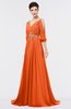 ColsBM Joyce Tangerine Mature A-line V-neck Zip up Sweep Train Beaded Bridesmaid Dresses