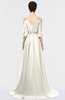ColsBM Joyce Whisper White Mature A-line V-neck Zip up Sweep Train Beaded Bridesmaid Dresses