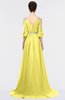 ColsBM Joyce Yellow Iris Mature A-line V-neck Zip up Sweep Train Beaded Bridesmaid Dresses