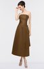 ColsBM Isabella Toffee Elegant A-line Bateau Sleeveless Zip up Ruching Evening Dresses