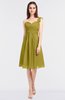 ColsBM Kiley Golden Olive Glamorous A-line Asymmetric Neckline Sleeveless Zip up Knee Length Bridesmaid Dresses