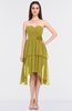 ColsBM Sharon Golden Olive Elegant A-line Strapless Sleeveless Zip up Knee Length Bridesmaid Dresses