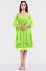 ColsBM Adriana Bright Green Mature V-neck Sleeveless Zip up Knee Length Bridesmaid Dresses