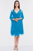 ColsBM Adriana Cornflower Blue Mature V-neck Sleeveless Zip up Knee Length Bridesmaid Dresses