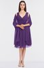 ColsBM Adriana Dark Purple Mature V-neck Sleeveless Zip up Knee Length Bridesmaid Dresses