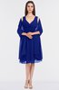 ColsBM Adriana Electric Blue Mature V-neck Sleeveless Zip up Knee Length Bridesmaid Dresses