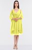 ColsBM Adriana Pale Yellow Mature V-neck Sleeveless Zip up Knee Length Bridesmaid Dresses