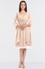ColsBM Adriana Peach Puree Mature V-neck Sleeveless Zip up Knee Length Bridesmaid Dresses