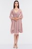 ColsBM Adriana Silver Pink Mature V-neck Sleeveless Zip up Knee Length Bridesmaid Dresses
