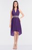 ColsBM Zuri Dark Purple Glamorous A-line Halter Sleeveless Zip up Appliques Bridesmaid Dresses