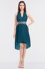 ColsBM Zuri Moroccan Blue Glamorous A-line Halter Sleeveless Zip up Appliques Bridesmaid Dresses