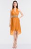 ColsBM Zuri Orange Glamorous A-line Halter Sleeveless Zip up Appliques Bridesmaid Dresses