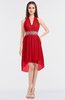 ColsBM Zuri Red Glamorous A-line Halter Sleeveless Zip up Appliques Bridesmaid Dresses