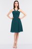 ColsBM Jessica Blue Green Modern Spaghetti Sleeveless Zip up Knee Length Ruching Bridesmaid Dresses
