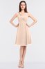 ColsBM Jessica Peach Puree Modern Spaghetti Sleeveless Zip up Knee Length Ruching Bridesmaid Dresses