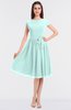 ColsBM Bella Blue Glass Modest A-line Short Sleeve Zip up Flower Bridesmaid Dresses