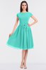 ColsBM Bella Blue Turquoise Modest A-line Short Sleeve Zip up Flower Bridesmaid Dresses