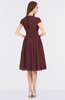 ColsBM Bella Burgundy Modest A-line Short Sleeve Zip up Flower Bridesmaid Dresses