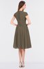 ColsBM Bella Carafe Brown Modest A-line Short Sleeve Zip up Flower Bridesmaid Dresses