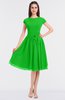 ColsBM Bella Classic Green Modest A-line Short Sleeve Zip up Flower Bridesmaid Dresses