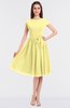 ColsBM Bella Daffodil Modest A-line Short Sleeve Zip up Flower Bridesmaid Dresses