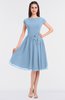 ColsBM Bella Dusty Blue Modest A-line Short Sleeve Zip up Flower Bridesmaid Dresses