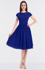 ColsBM Bella Electric Blue Modest A-line Short Sleeve Zip up Flower Bridesmaid Dresses