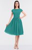 ColsBM Bella Emerald Green Modest A-line Short Sleeve Zip up Flower Bridesmaid Dresses