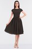 ColsBM Bella Fudge Brown Modest A-line Short Sleeve Zip up Flower Bridesmaid Dresses