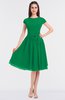ColsBM Bella Green Modest A-line Short Sleeve Zip up Flower Bridesmaid Dresses