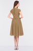 ColsBM Bella Indian Tan Modest A-line Short Sleeve Zip up Flower Bridesmaid Dresses