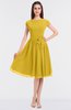 ColsBM Bella Lemon Curry Modest A-line Short Sleeve Zip up Flower Bridesmaid Dresses