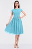 ColsBM Bella Light Blue Modest A-line Short Sleeve Zip up Flower Bridesmaid Dresses