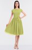 ColsBM Bella Linden Green Modest A-line Short Sleeve Zip up Flower Bridesmaid Dresses