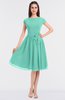 ColsBM Bella Mint Green Modest A-line Short Sleeve Zip up Flower Bridesmaid Dresses