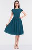 ColsBM Bella Moroccan Blue Modest A-line Short Sleeve Zip up Flower Bridesmaid Dresses