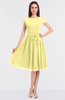 ColsBM Bella Pastel Yellow Modest A-line Short Sleeve Zip up Flower Bridesmaid Dresses