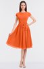 ColsBM Bella Tangerine Modest A-line Short Sleeve Zip up Flower Bridesmaid Dresses