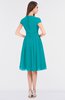 ColsBM Bella Teal Modest A-line Short Sleeve Zip up Flower Bridesmaid Dresses