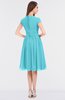 ColsBM Bella Turquoise Modest A-line Short Sleeve Zip up Flower Bridesmaid Dresses