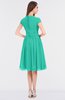 ColsBM Bella Viridian Green Modest A-line Short Sleeve Zip up Flower Bridesmaid Dresses