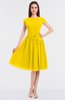 ColsBM Bella Yellow Modest A-line Short Sleeve Zip up Flower Bridesmaid Dresses