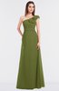 ColsBM Kelsey Olive Green Elegant A-line Zip up Floor Length Ruching Bridesmaid Dresses